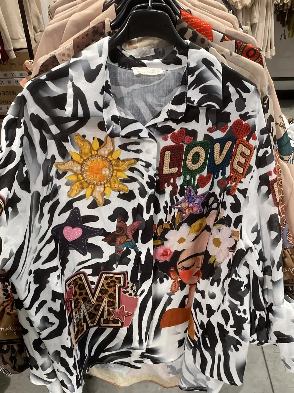 L709 | Loowie Frida Love Zebra Print Button Shirt | Ruffle Sleeve | One Size S-L